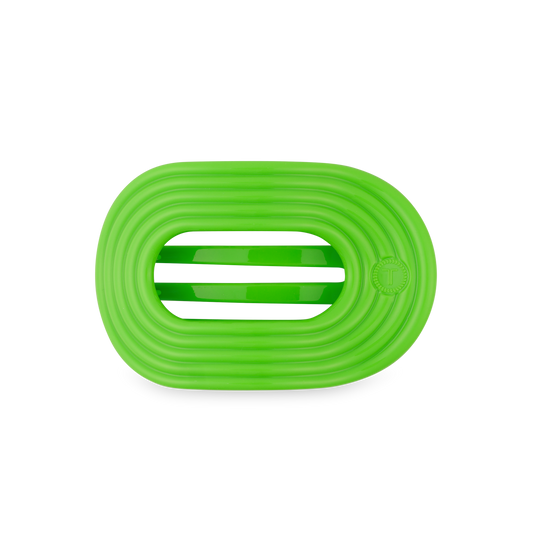 Glow For It Medium Flat Round Hair Clip in Green Neon - Medium