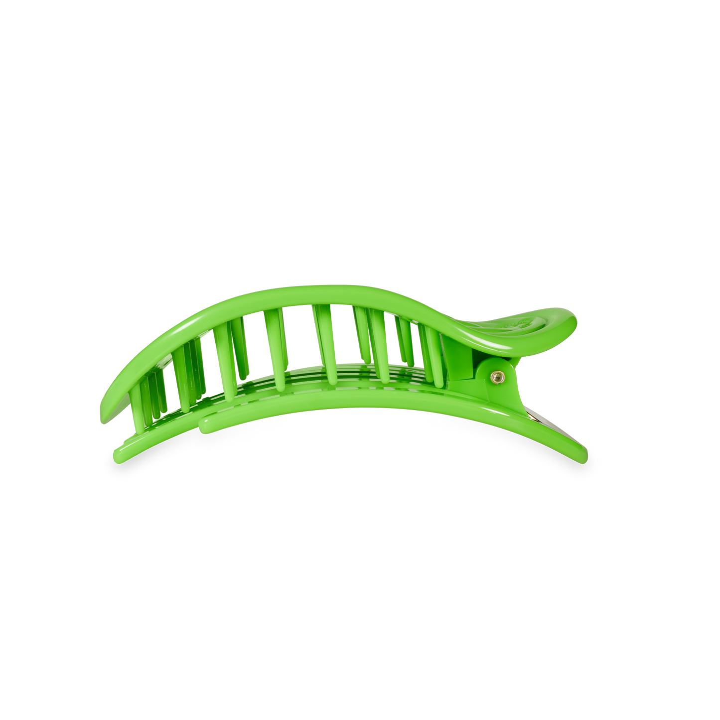 TELETIES - Glow For It Medium Flat Round Hair Clip in Green Neon - Medium