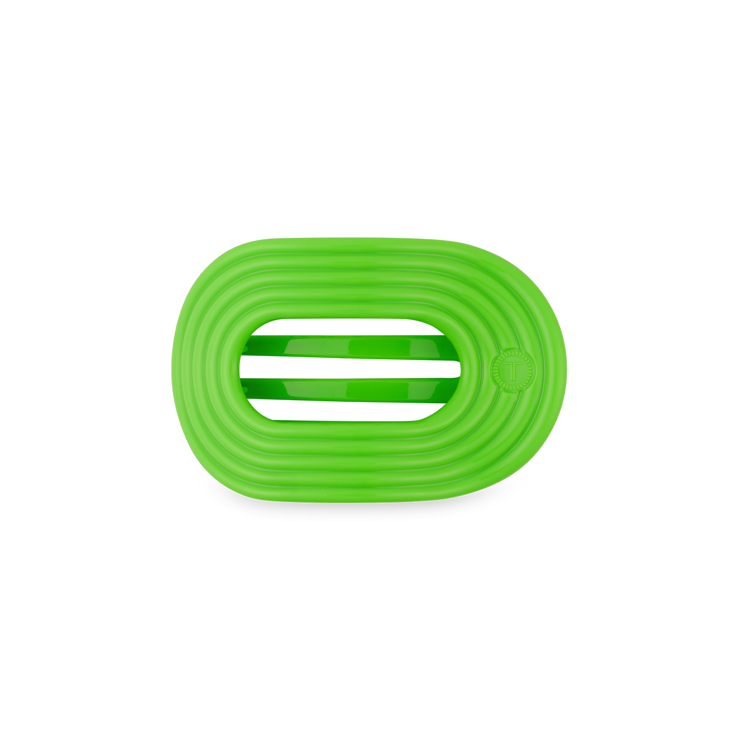 TELETIES - Glow For It Small Flat Round Hair Clip in Green Neon - Small