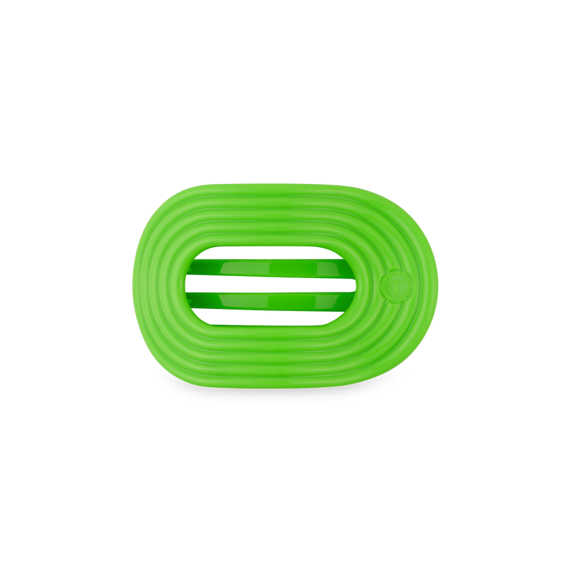 TELETIES - Glow For It Small Flat Round Hair Clip in Green Neon - Small - Image 1