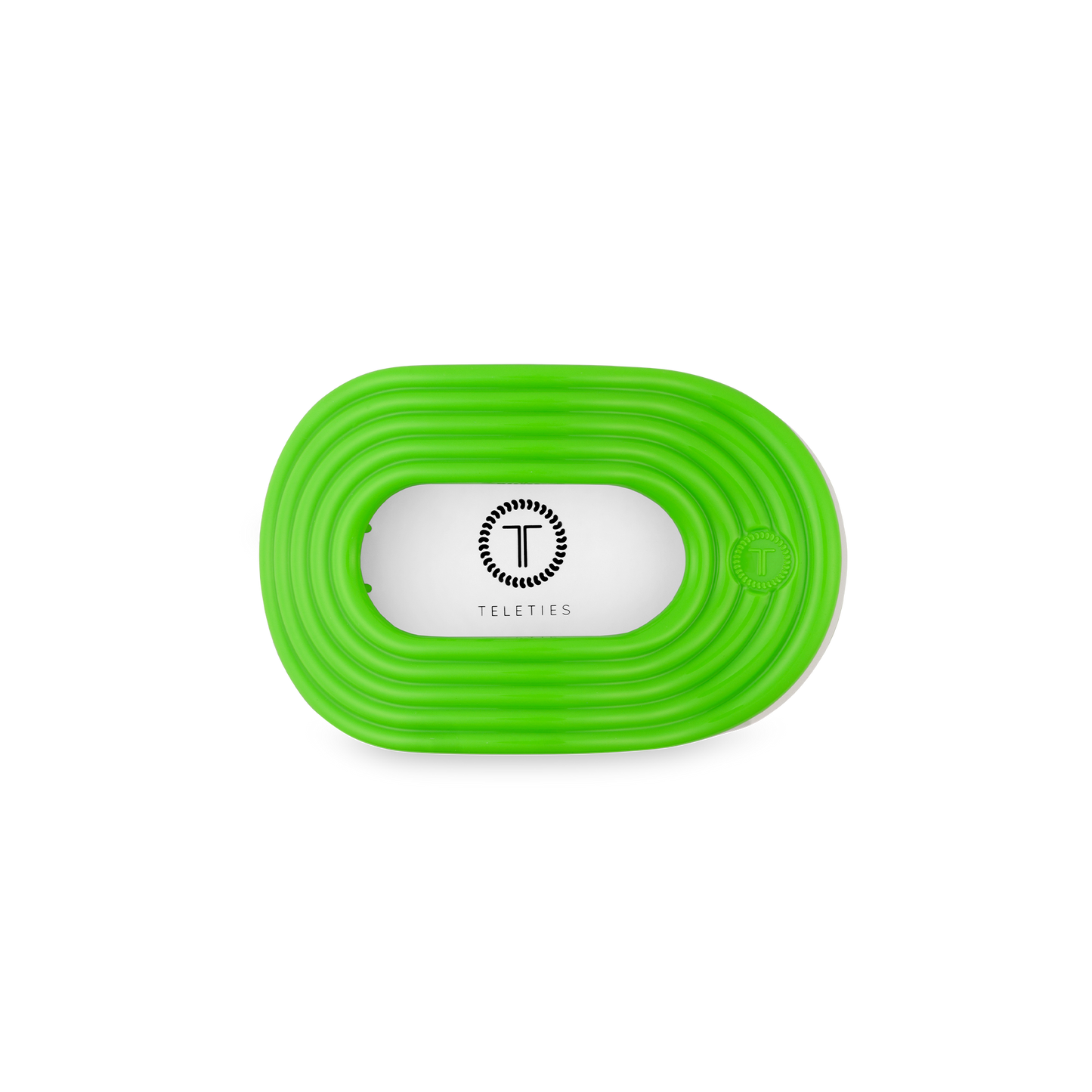 TELETIES - Glow For It Small Flat Round Hair Clip in Green Neon - Small