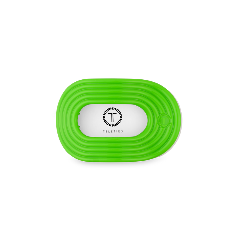 TELETIES - Glow For It Small Flat Round Hair Clip in Green Neon - Small - Image 2