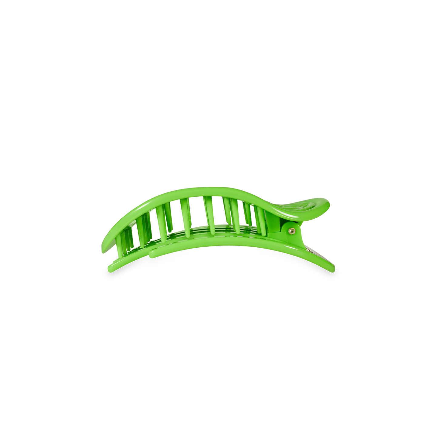 TELETIES - Glow For It Small Flat Round Hair Clip in Green Neon - Small