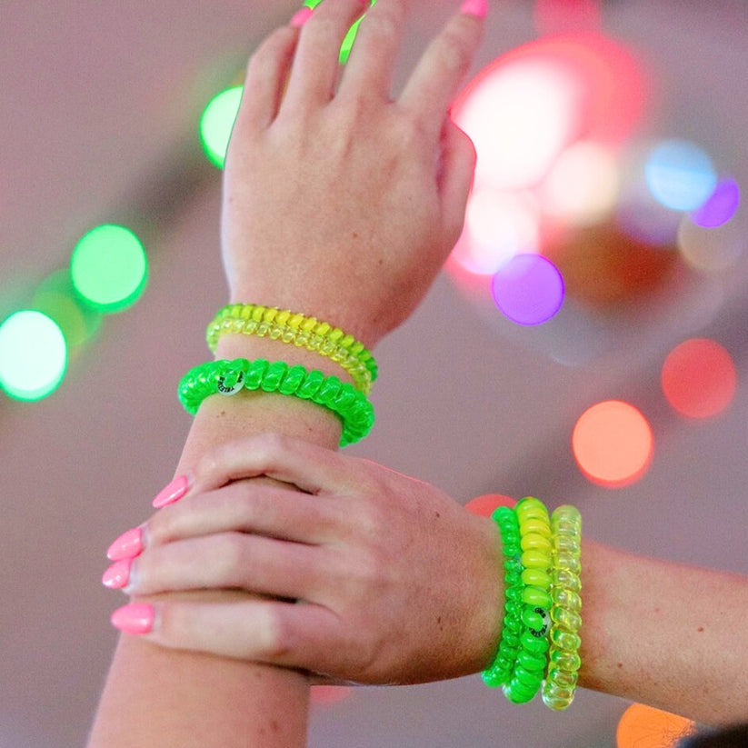 TELETIES - Glow For It Large Hair Ties in Green Yellow Neon - Large - Image 5