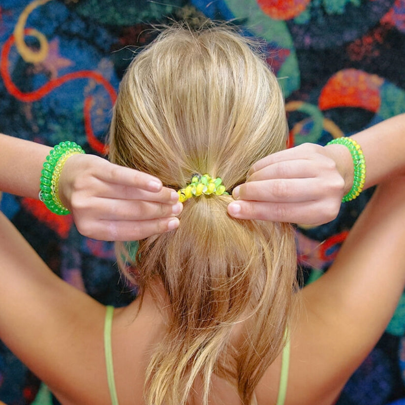 TELETIES - Glow For It Large Hair Ties in Green Yellow Neon - Large - Image 4