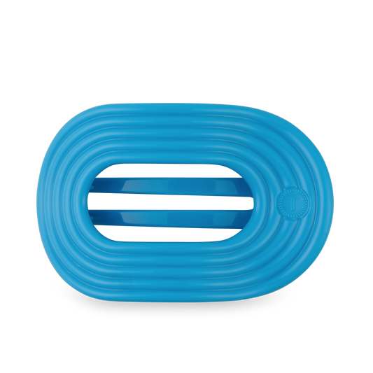 Miami Vice Large Flat Round Hair Clip in Blue Neon - Large