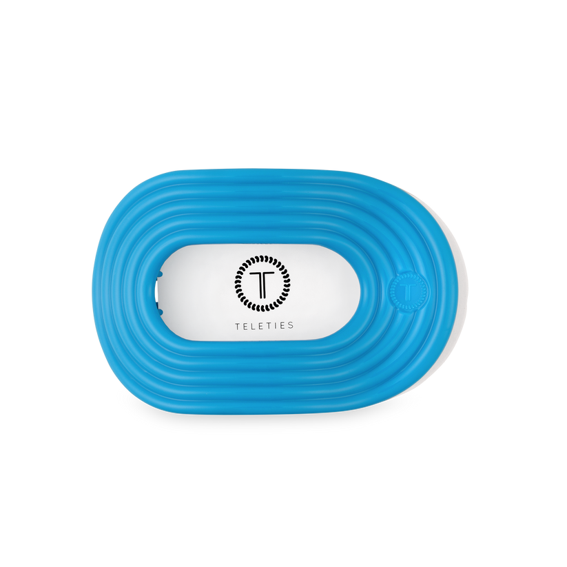 TELETIES - Miami Vice Medium Flat Round Hair Clip in Blue Neon - Medium - Image 2