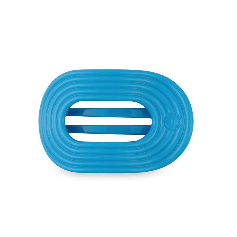 TELETIES - Miami Vice Medium Flat Round Hair Clip in Blue Neon - Medium - Image 1