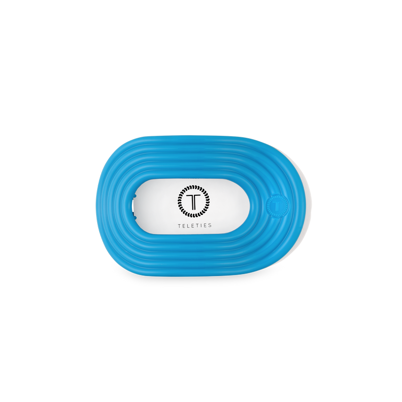 TELETIES - Miami Vice Small Flat Round Hair Clip in Blue Neon - Small - Image 2