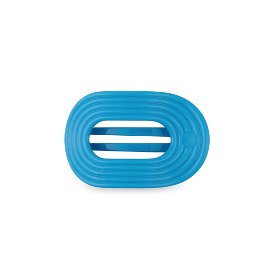 Miami Vice Small Flat Round Hair Clip in Blue Neon - Small