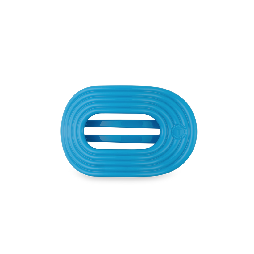 TELETIES - Miami Vice Small Flat Round Hair Clip in Blue Neon - Small - Image 1