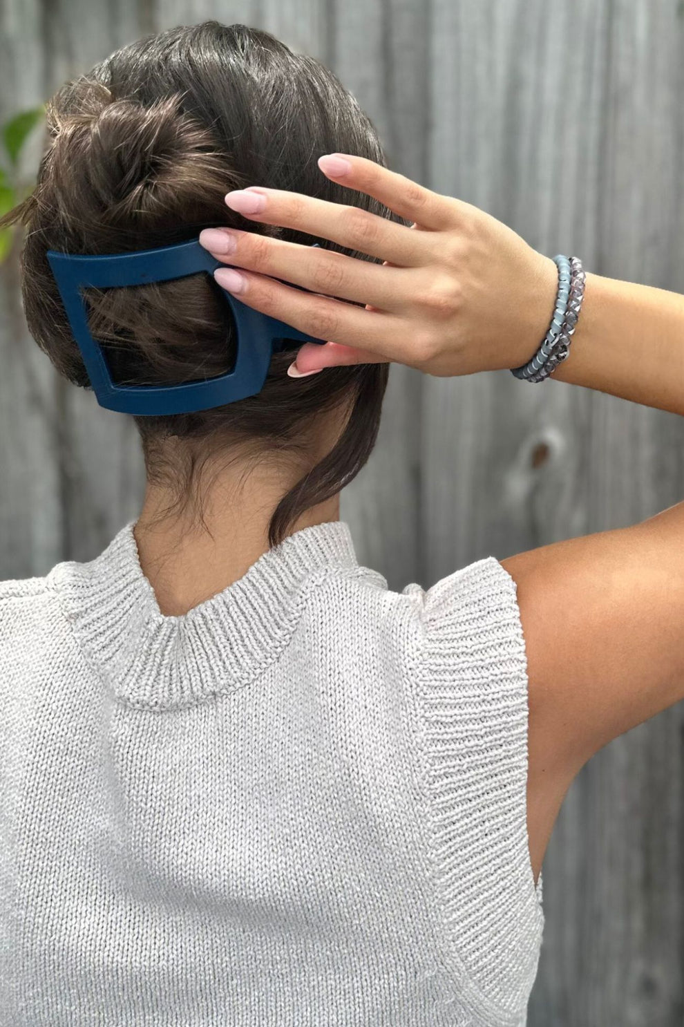 Midnight Rain Large Flat Square Hair Clip
