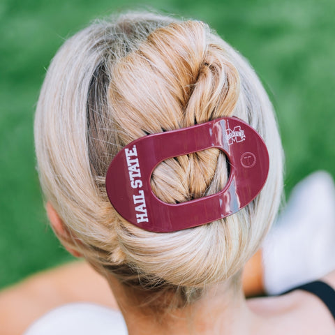 Hail State! Large Flat Round Hair Clip