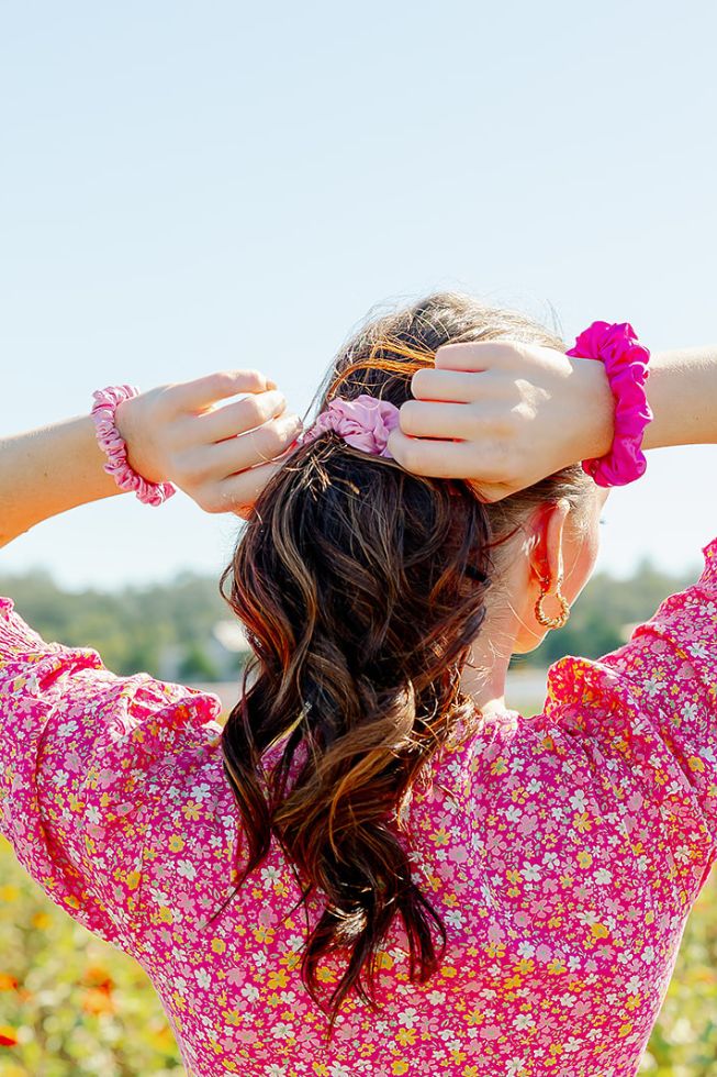 Rose All Day Large Silk Scrunchies
