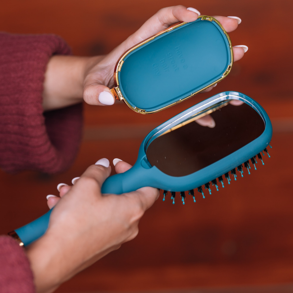 Boar Bristle Hair Brush - Teal With It
