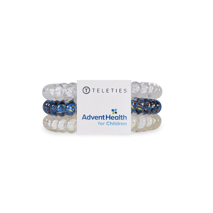 TELETIES - AdventHealth Designs of Hope Small Hair Ties in Blue White - Small - Image 1