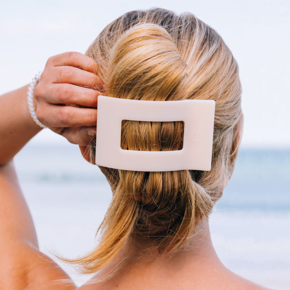 Almond Beige Large Flat Rectangle Hair Clip - Hair Clips - TELETIES
