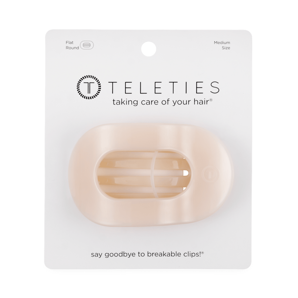 Almond Beige Medium Flat Round Clip - Hair Clips - TELETIES
