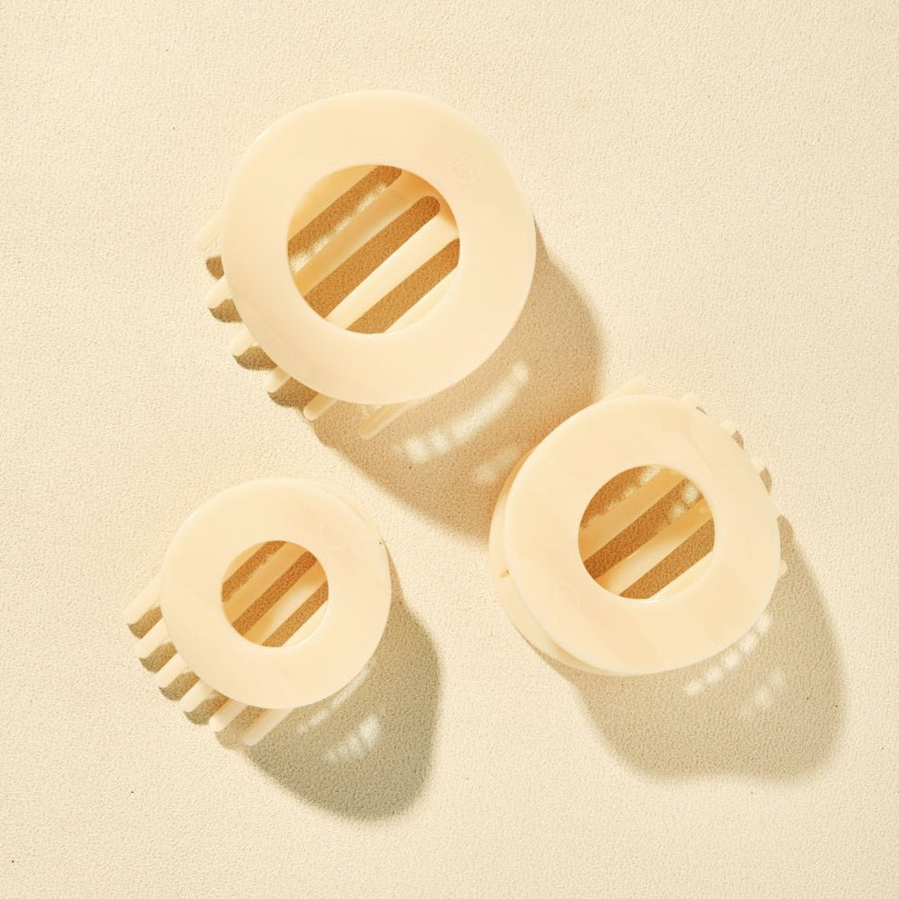 Almond Beige Small Flat Open Circle Hair Clip - Hair Clips - TELETIES
