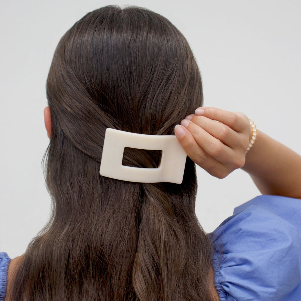 Almond Beige Small Flat Rectangle Hair Clip - Hair Clips - TELETIES
