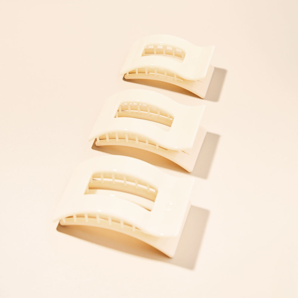 Almond Beige Small Flat Rectangle Hair Clip - Hair Clips - TELETIES
