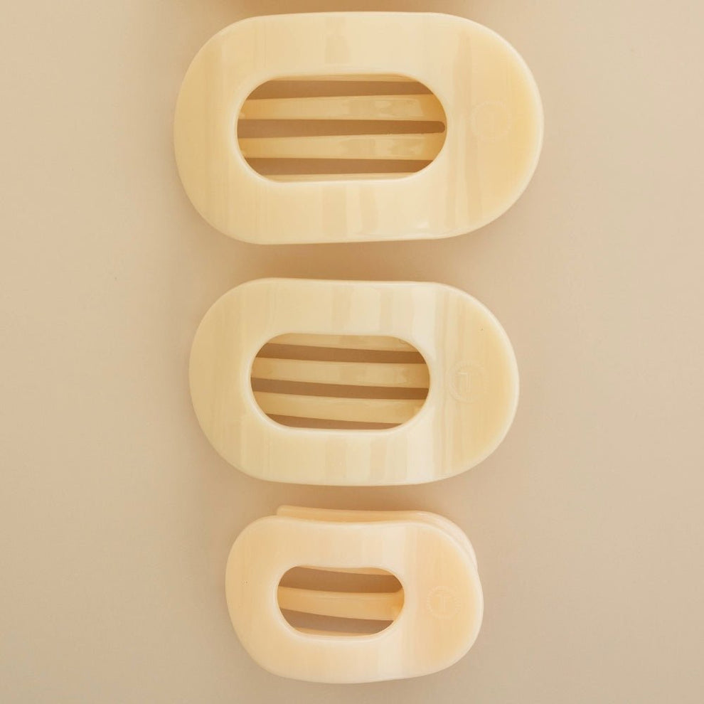 Almond Beige Tiny Flat Round Clip - Hair Clips - TELETIES
