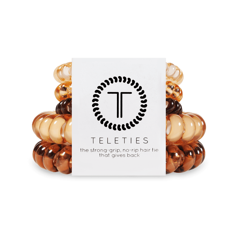 TELETIES - Anything But Basic Mixed Hair Ties in Beige Brown Black - Image 1