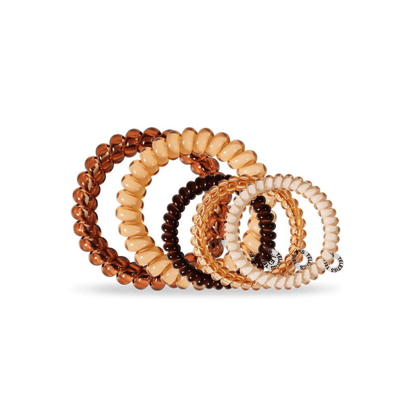 TELETIES - Anything But Basic Mixed Hair Ties in Beige Brown Black - Image 2