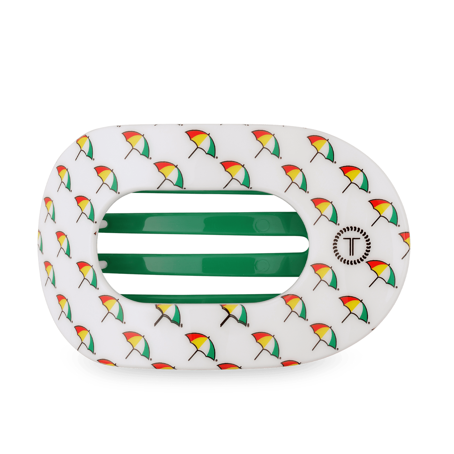 TELETIES - Arnold Palmer 2026 Large Flat Round Hair Clip in White Green - Large