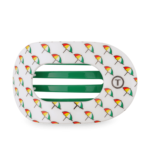 Arnold Palmer 2026 Large Flat Round Hair Clip in White Green - Large
