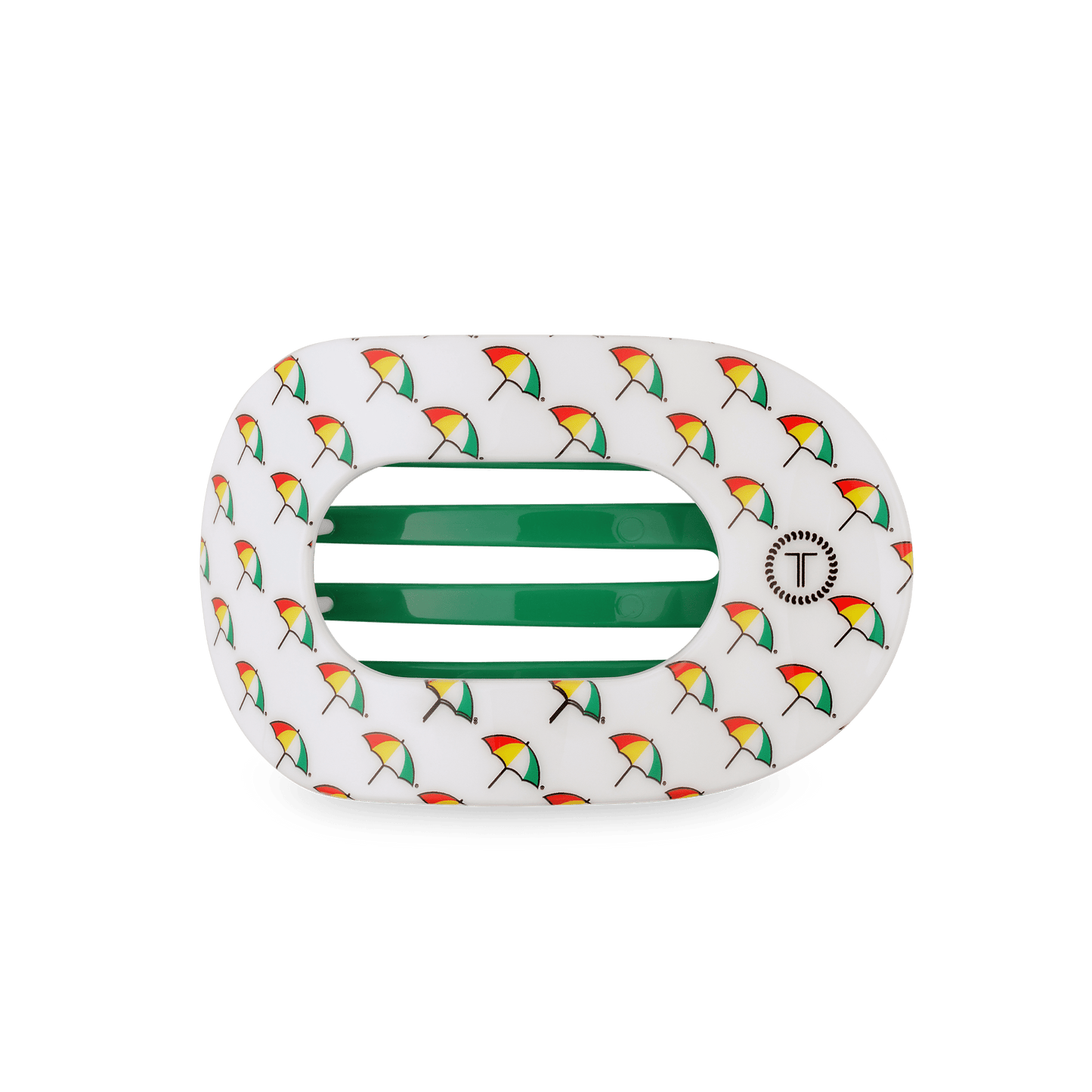 TELETIES - Arnold Palmer 2026 Medium Flat Round Hair Clip in White  Green - Medium