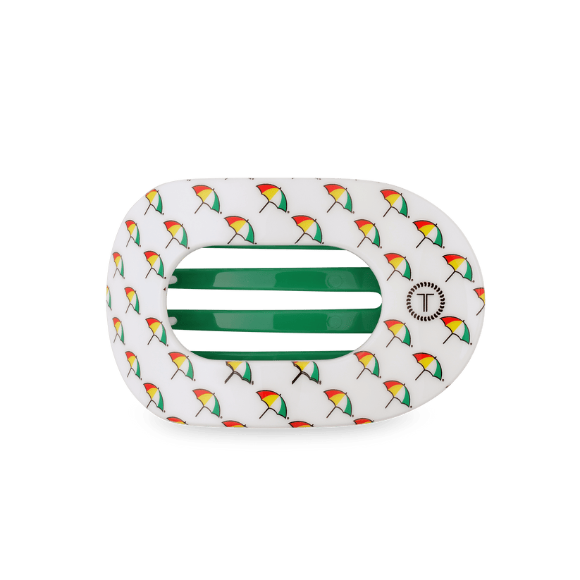 TELETIES - Arnold Palmer 2026 Medium Flat Round Hair Clip in White  Green - Medium - Image 1