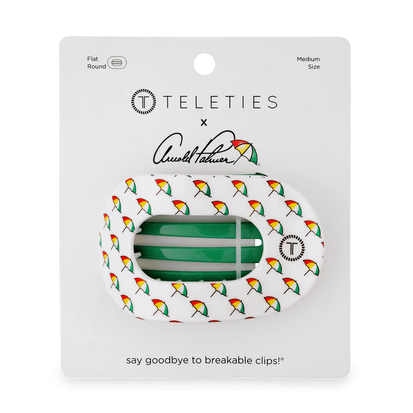TELETIES - Arnold Palmer 2026 Medium Flat Round Hair Clip in White  Green - Medium - Image 2