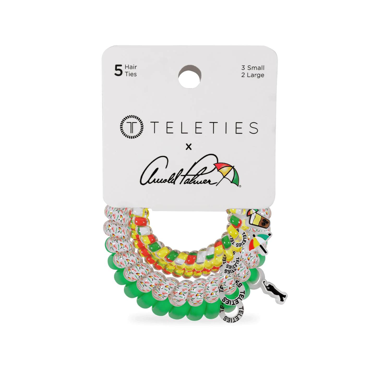 TELETIES - Arnold Palmer 2026 Mix Pack Hair Ties in White Green  Yellow - Mix Pack