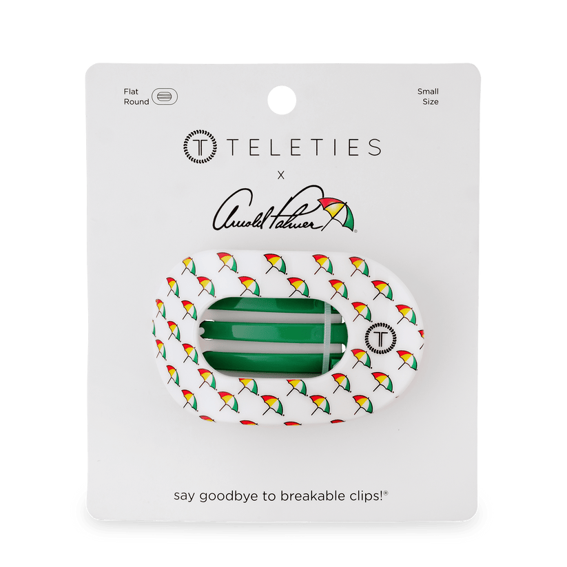 TELETIES - Arnold Palmer 2026 Small Flat Round Hair Clip in White Green - Small - Image 2