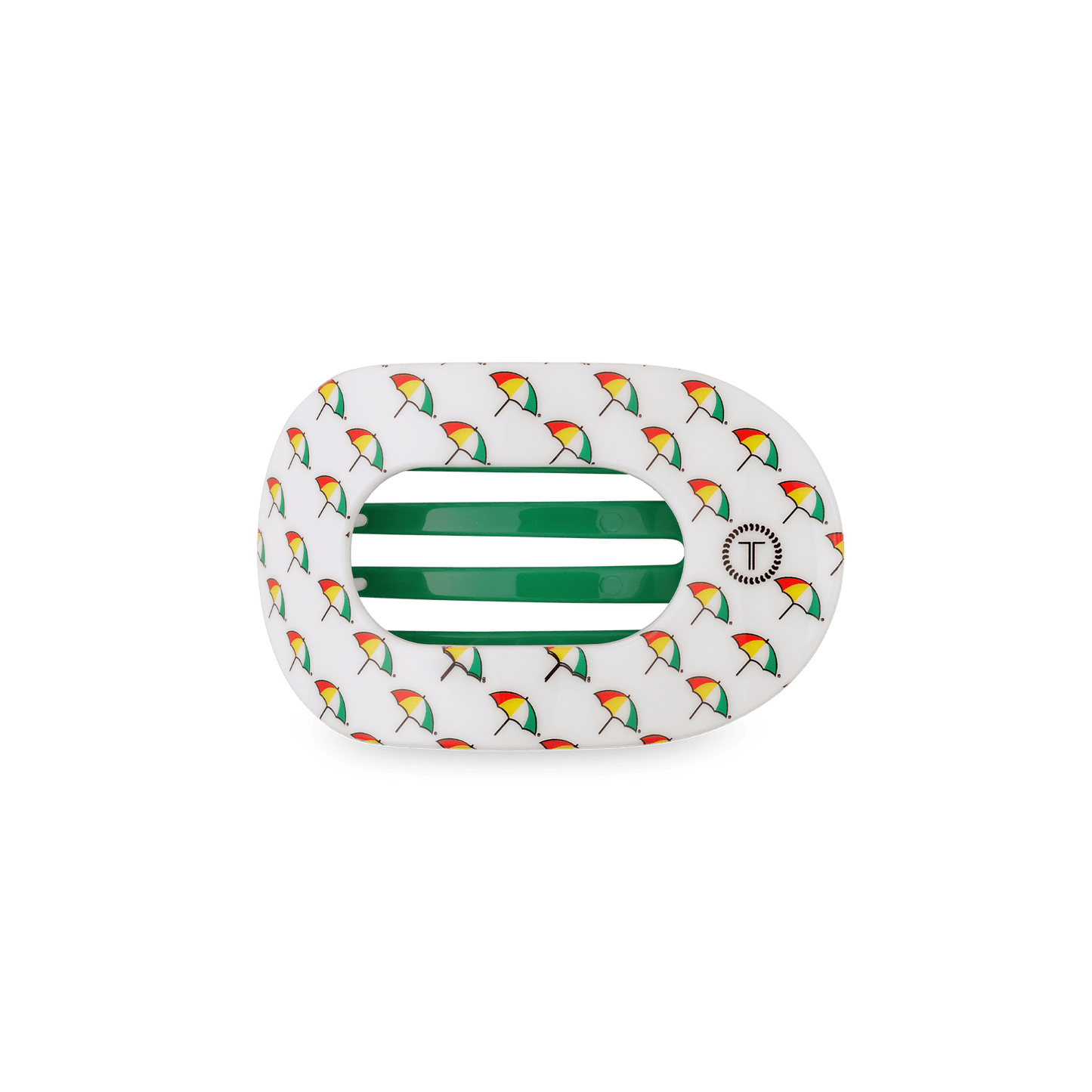 TELETIES - Arnold Palmer 2026 Small Flat Round Hair Clip in White Green - Small