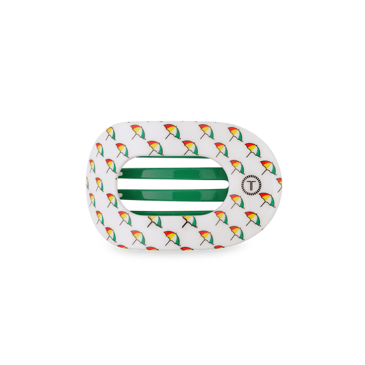 Arnold Palmer 2026 Small Flat Round Hair Clip in White Green - Small