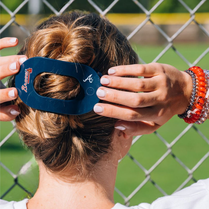 TELETIES - Atlanta Braves Large Flat Round Hair Clip in Blue - Large - Image 4