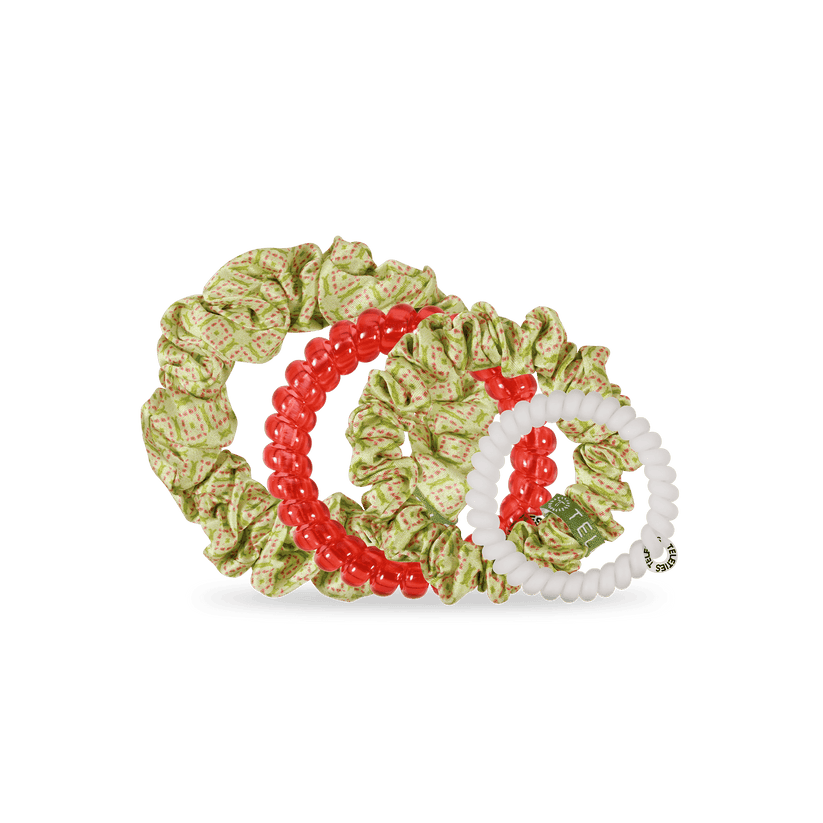 TELETIES - Berry Cozy Mix Pack Hair Ties in Green Pink White - Mix Pack - Image 2