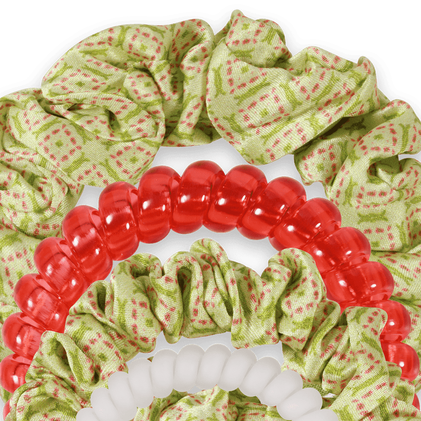 TELETIES - Berry Cozy Mix Pack Hair Ties in Green Pink White - Mix Pack - Image 3