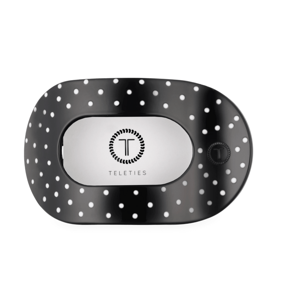 Black Polka Dot Party Large Flat Round Hair Clip - Hair Clips - TELETIES
