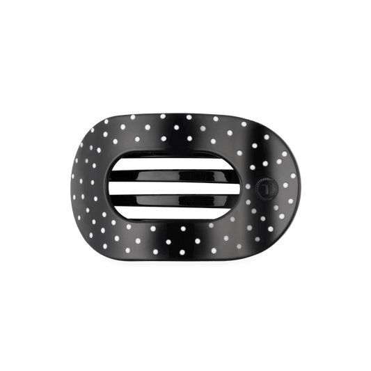 Black Polka Dot Party Medium Flat Round Hair Clip
                in Black - Medium
              