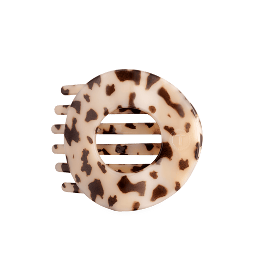Blonde Tortoise Large Flat Circle Hair Clip
                in Beige Brown - Large
              