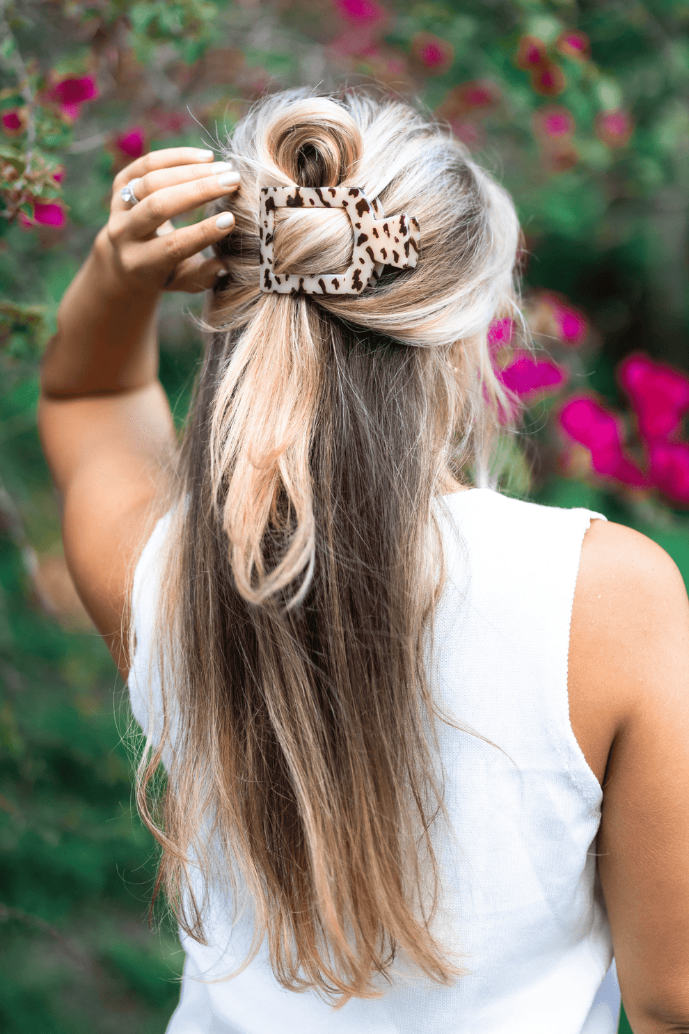 Blonde Tortoise Large Flat Square Clip - Large Hair Clip - TELETIES
