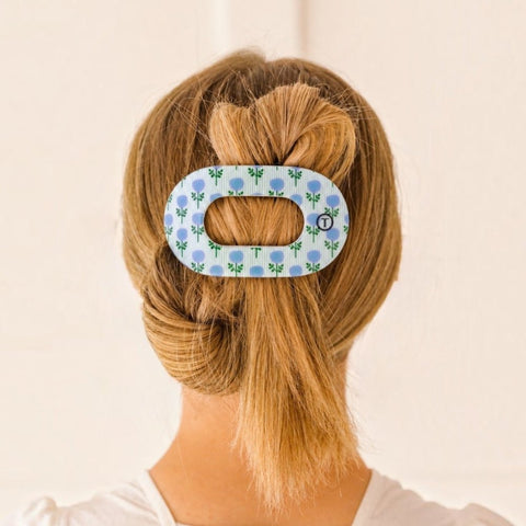 Blue Marigold Large Flat Round Hair Clip