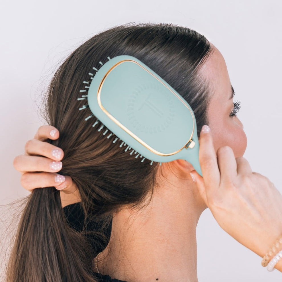 Boar Bristle Hair Brush - Blue - Hairbrush - TELETIES
