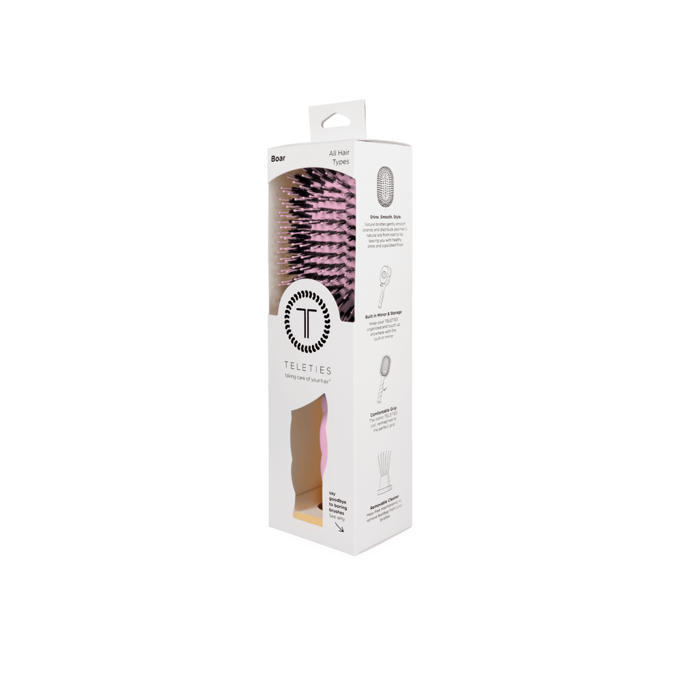 Boar Bristle Hair Brush - Bubblegum Pink - Hairbrush - TELETIES
