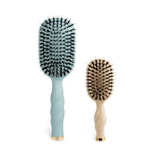 Boar Bristle Hair Brush Bundle
                in blue beige
              