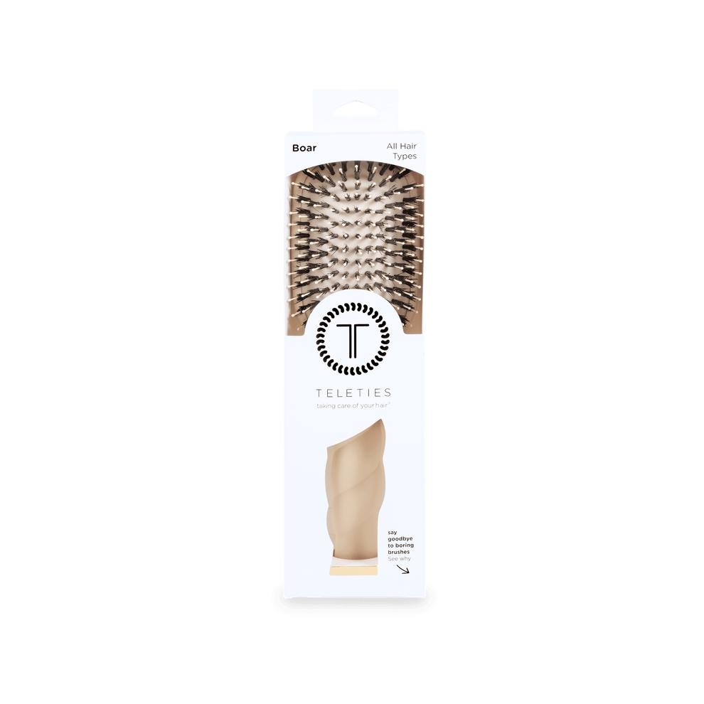 Boar Bristle Hair Brush - Tan - Hairbrush - TELETIES
