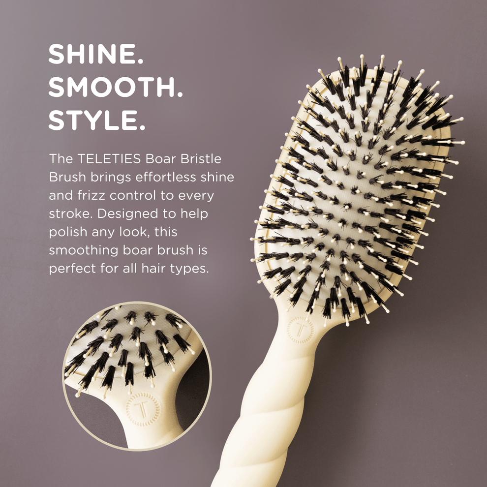 Boar Bristle Hair Brush - Tan - Hairbrush - TELETIES
